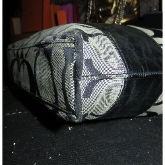 Coach 2008 Cursive Creed Limited Edition Signature Stripe Canvas & Leather Tote - Picture 6 of 11